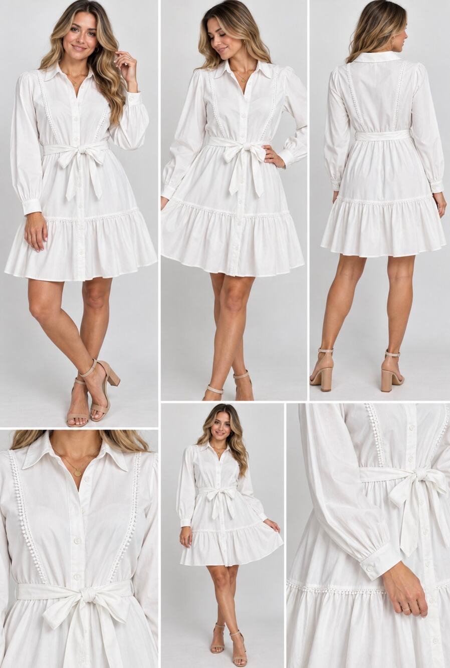 Nanette Lepore White Shirt Dress M Belted Tiered Ruffle Cottagecore Boho NWT